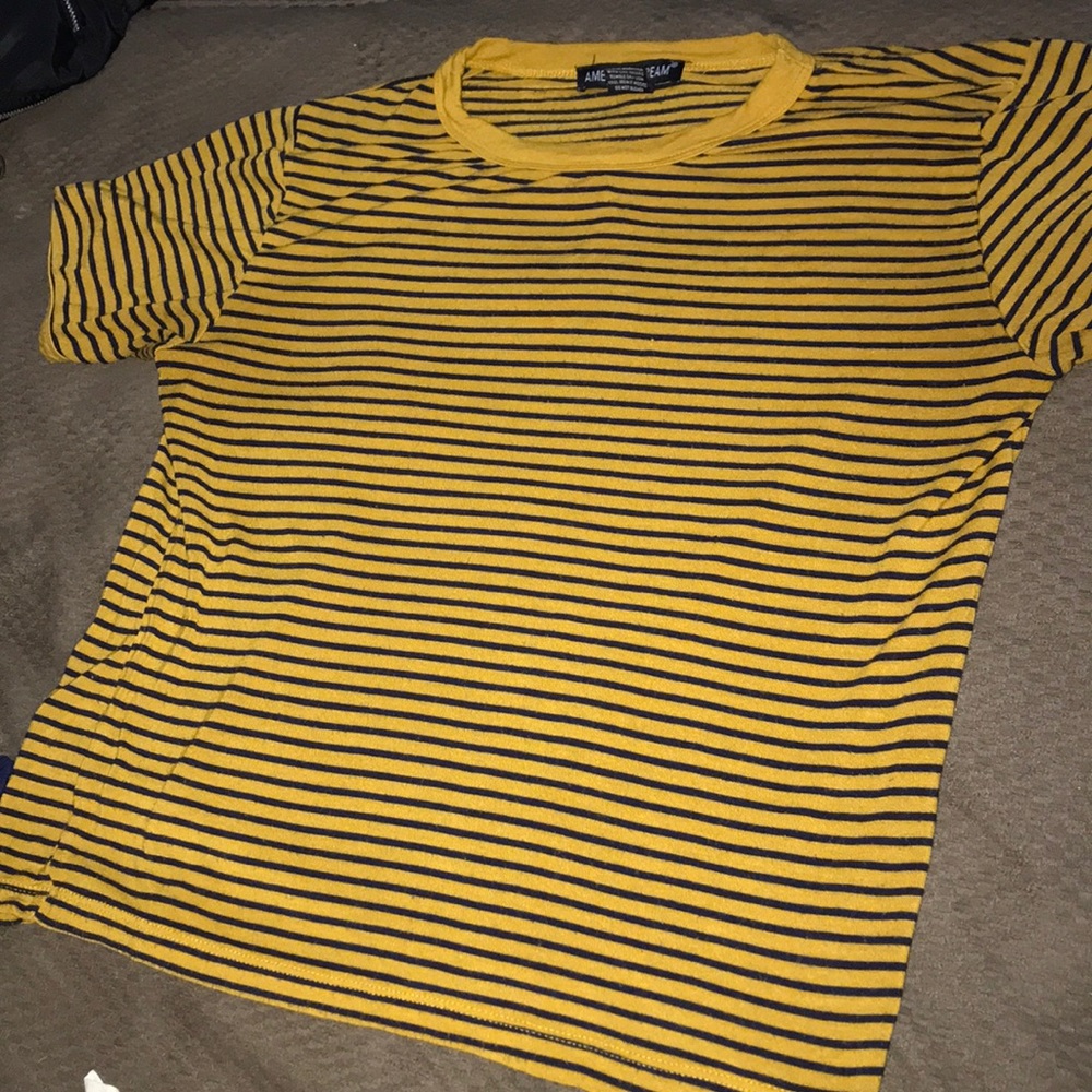 Yellow striped short sleeve t shirt